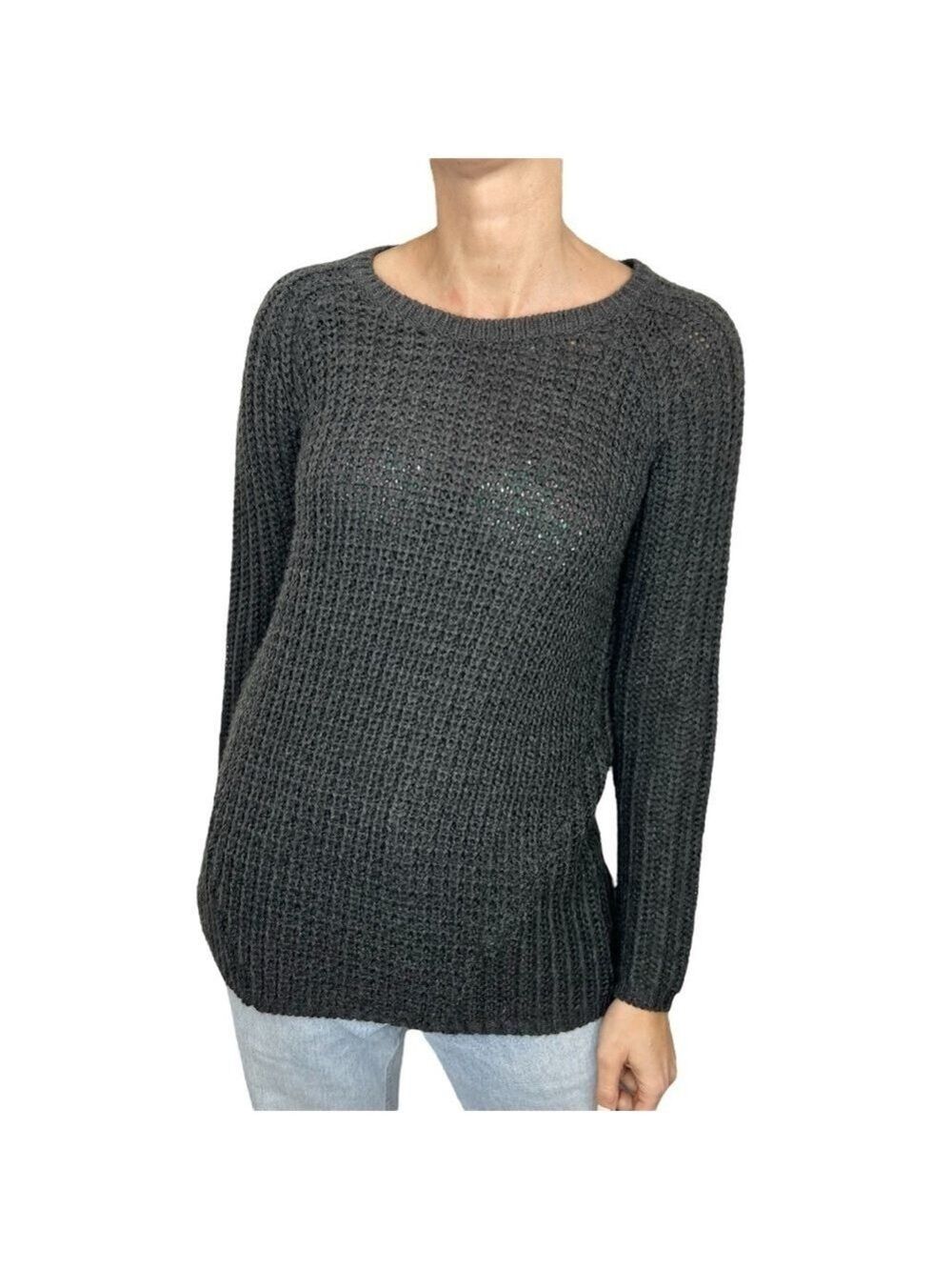 ONLY minimalist preppy grey raglan sleeve crew neck tunic pullover sweater S